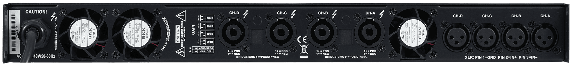 LIGWA SUBTRIX D Series DSP power amplifier rear view